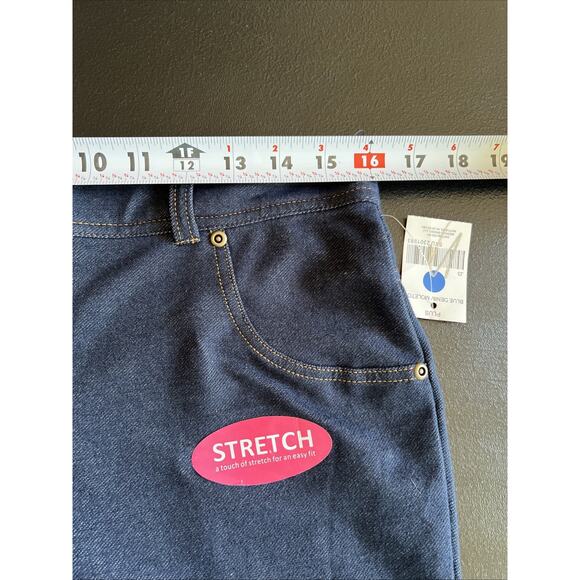 Mix & Co. Jegging Women's 1X Blue Faux Denim Knit Pull On Stretch Legging NEW - Picture 9 of 11